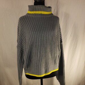 Derek Heart Gray & Yellow Chunky Cropped Sweater Size L